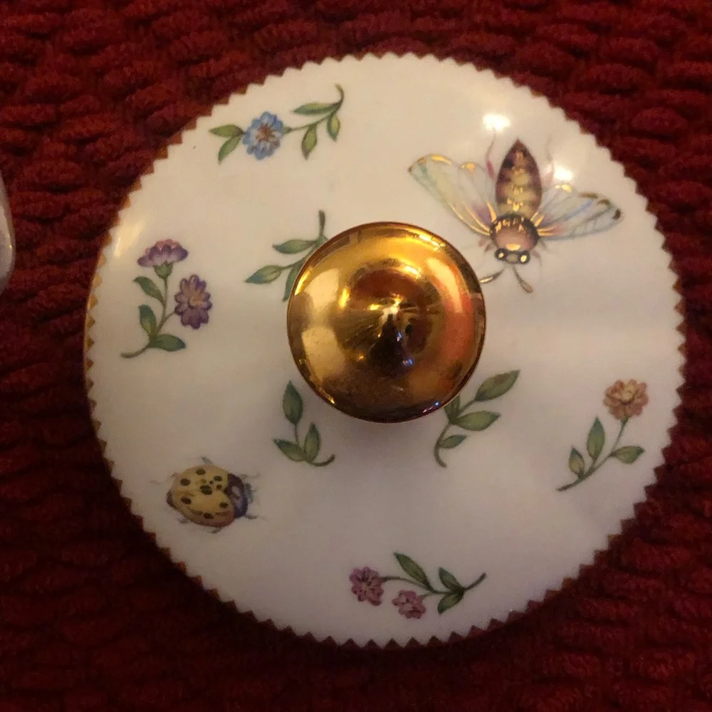 Godinger Primavera Pircelain Butterfly Floral Teapot with Gold Trim - White